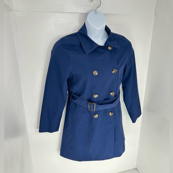 J. Crew Womens 10 Blue Belted Double Breasted Trench Mid Length Classic Office - Picture 3 of 13